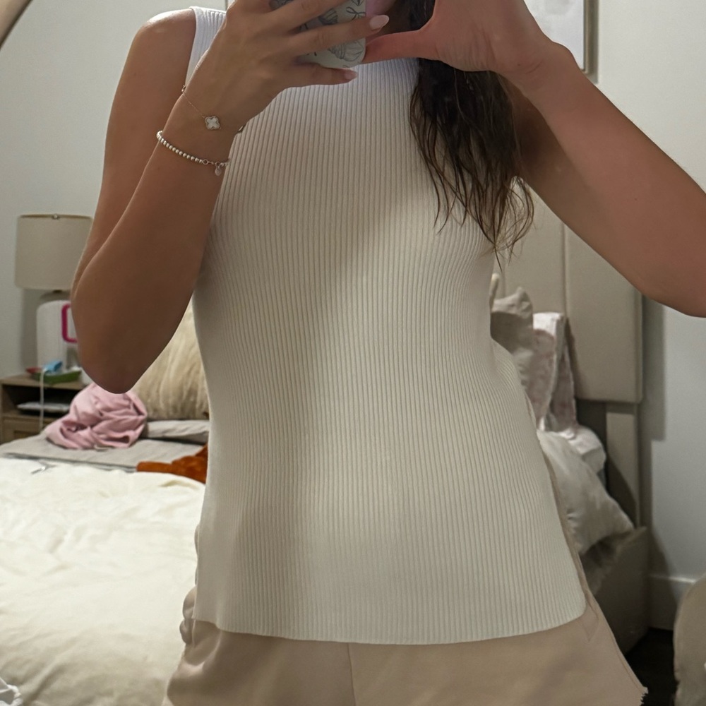 Abercrombie & Fitch Cream Ribbed Tank Top